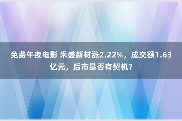 免费午夜电影 禾盛新材涨2.22%，成交额1.63亿元，后市是否有契机？